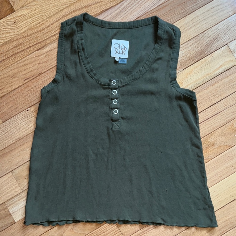 Evereve olive green tank XS chaser